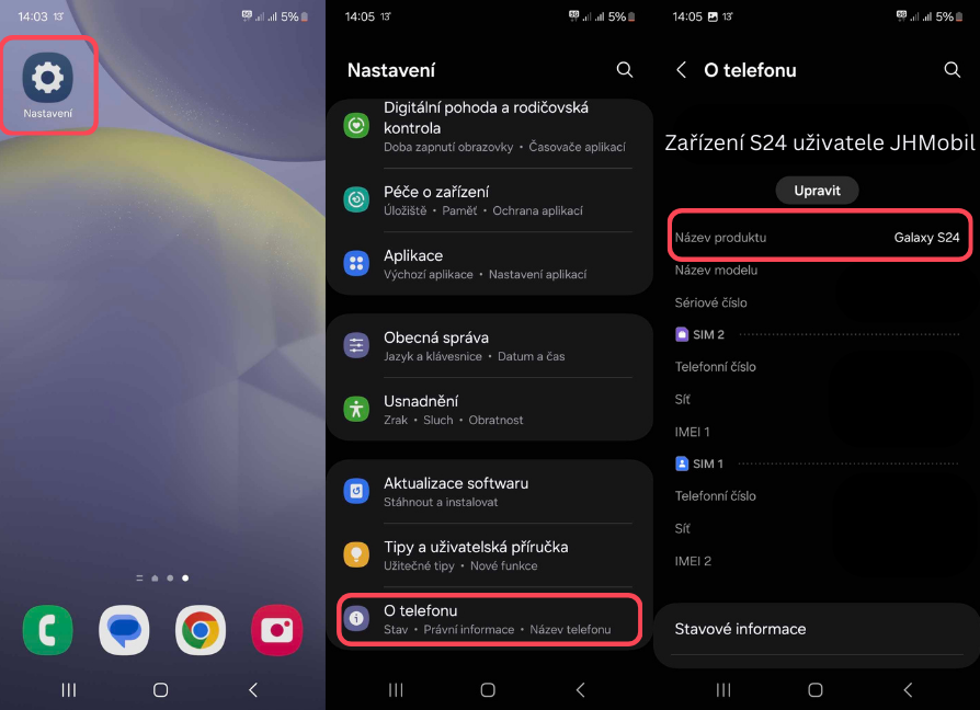 Jak zjistit model telefonu na Android upd